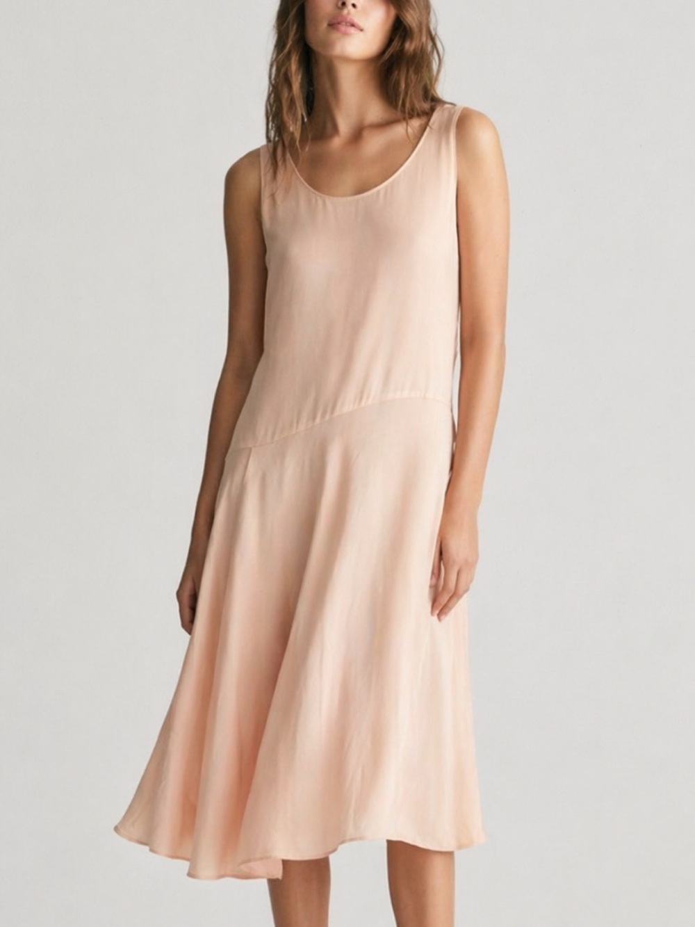 Lafayette 148 New York Silk Sleeveless Dress in Light Peach